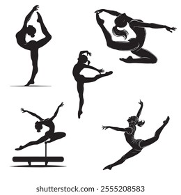 gymnast silhouette vector black and white