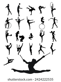 Gymnast sports team collection. Sport artistic gymnastics. Sports queen. Isolated vector