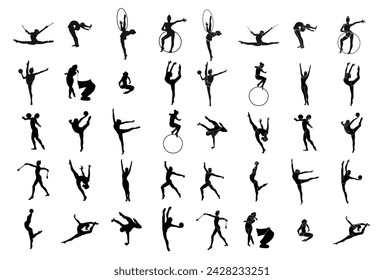 Gymnast sports team collection. Sport artistic gymnastics. Sports queen. Isolated vector