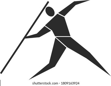 A gymnast throwing a sports javelin. Sportsman isolated on white background. Vector illustration.