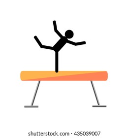 Gymnastic Balance Beam On A White Background. Picture Style Flat. Infographic Elements