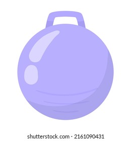 Gymnastic ball with a handle. Equipment for gym workout cartoon illustration isolated on white background