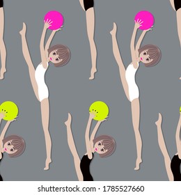 Gymnastische Übungen mit dem Ball. Nahtlose Vektorgrafik
