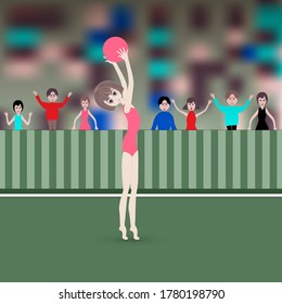 Gymnastische Übungen mit dem Ball. Vektorgrafik