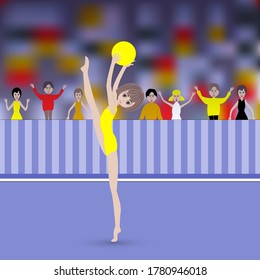 Gymnastic exercises with the ball. Vector illustration