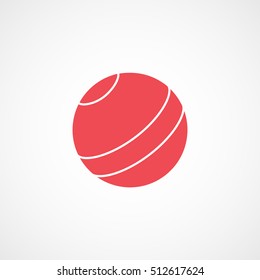 Gymnastic Fit Ball Red Flat Icon On White Background