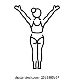 Gymnastic girl icon in linear style 