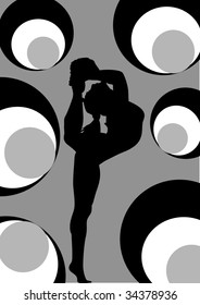 gymnastic girl silhouette on a abstract background