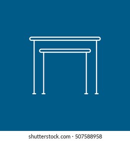 Gymnastic Horizontal Bars Line Icon On Blue Background