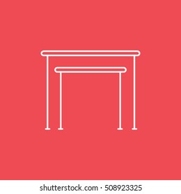 Gymnastic Horizontal Bars Line Icon On Red Background