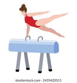 Gymnastic horse icon cartoon vector. Female training indoor. Acrobat school