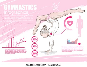 gymnastic infographic vector. hand drawn illustration of gymnastic