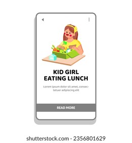 gymnastic kid girl eating lunch vector. young gym, competition childhood, stretching performance gymnastic kid girl eating lunch web flat cartoon illustration