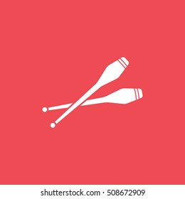 Gymnastic Mace Flat Icon On Red Background