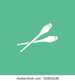 Gymnastic Mace Flat Icon On Green Background