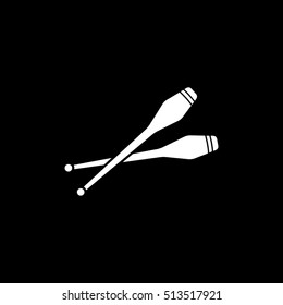 Gymnastic Mace Flat Icon On Black Background