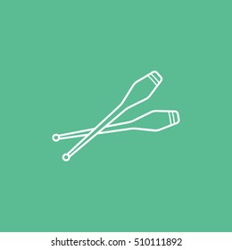 Gymnastic Mace Line Icon On Green Background