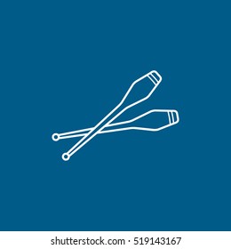 Gymnastic Mace Line Icon On Blue Background