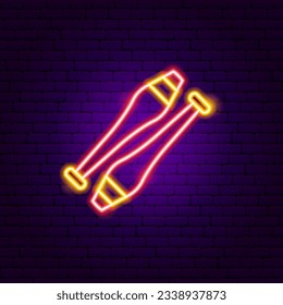 Gymnastic Mace Neon Sign. Vector Illustration of Entertainment Festival Glowing Symbol.