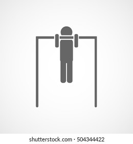 Gymnastic Man On Horizontal Bar Flat Icon On White Background