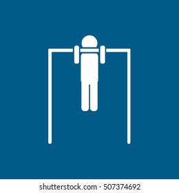 Gymnastic Man On Horizontal Bar Flat Icon On Blue Background