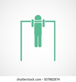 Gymnastic Man On Horizontal Bar Green Flat Icon On White Background