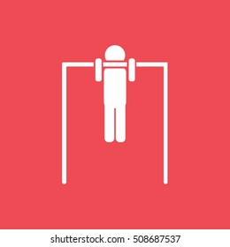 Gymnastic Man On Horizontal Bar Flat Icon On Red Background