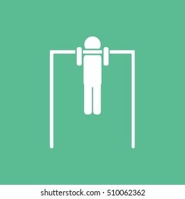 Gymnastic Man On Horizontal Bar Flat Icon On Green Background