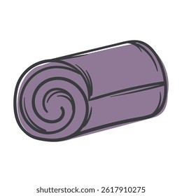 Gymnastic mat rolled up. Vector illustration for sticker, icon, print. Simple Hand Drawn Image Isolated on White Background