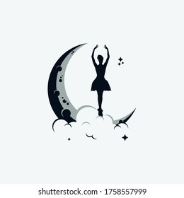 Gymnastic moon logo design template