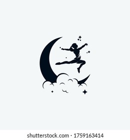 Gymnastic moon logo design template