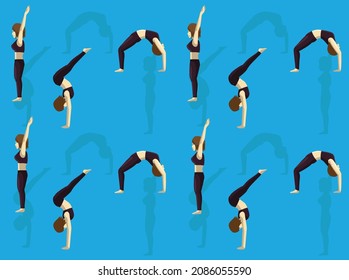 Gymnastic Moves Back Limber Seamless Wallpaper Background