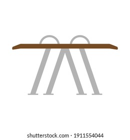 Gymnastic parallel bar sport vector illustration. Horizontal bar silhouette competition gymnast training athlete gym icon. Balance beam workout parallel ring equipment. Power horizontal bar symbol