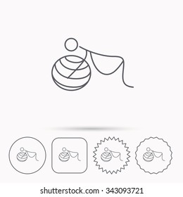 Gymnastic for pregnant icon. Pilates fitness sign. Sport workout symbol. Linear circle, square and star buttons with icons.