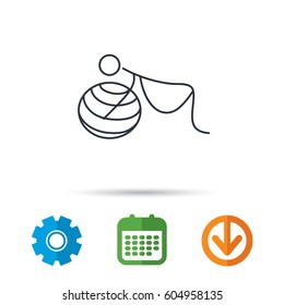 Gymnastic for pregnant icon. Pilates fitness sign. Sport workout symbol. Calendar, cogwheel and download arrow signs. Colored flat web icons. Vector