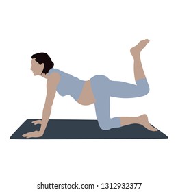 Gymnastic for pregnant. Yoga poses for Pregnant women. Prenatal exercise. Fitness healthy lifestyle. Vector illustration. - Vector