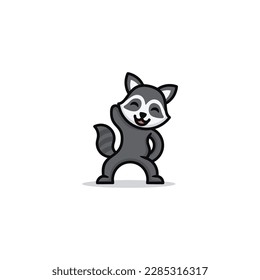 gymnastic raccoon cute animal logo