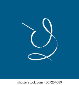 Gymnastic Ribbon Flat Icon On Blue Background