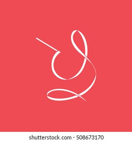 Gymnastic Ribbon Flat Icon On Red Background