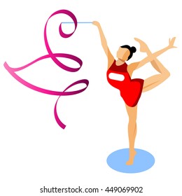 gymnastic ribbon on white background