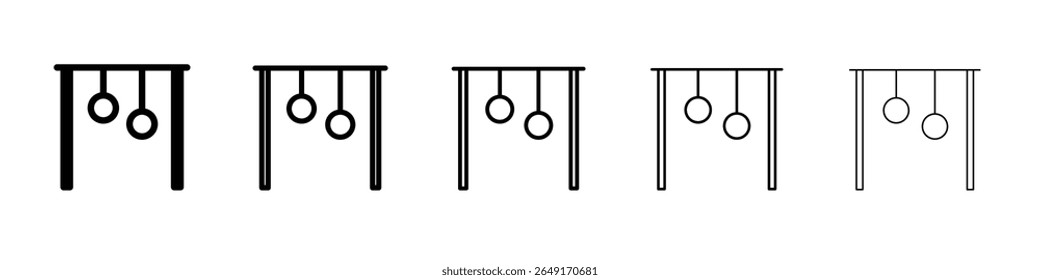 Ícone de anel de ginástica conjunto fino marca de logotipo de contorno