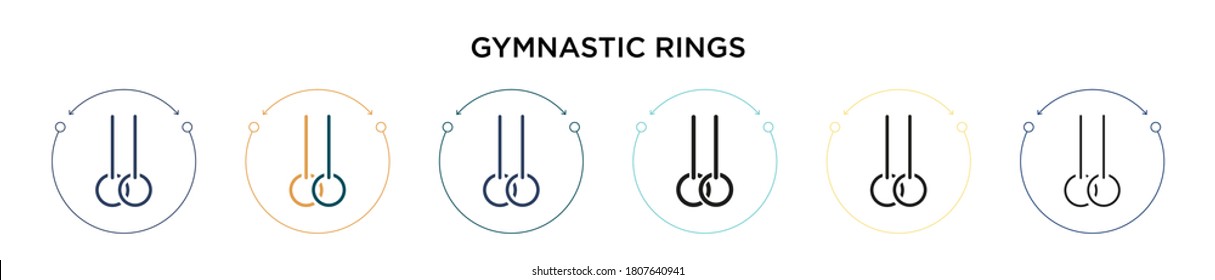 Gymnastic rings icon in filled, thin line, outline and stroke style. Vector illustration of two colored and black gymnastic rings vector icons designs can be used for mobile, ui, web