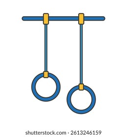 Gymnastic rings icon. Hanging circle tool. Exercise equipment shape. Vector training element.