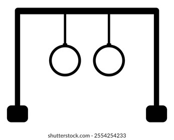 Gymnastic rings icon. Gymnastic rings for lessons sports exercises, isolated on white background. Vector illustration. EPS 10