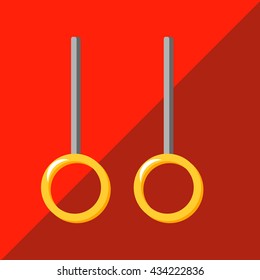 Gymnastic rings. Icon on the two-tone background. Image style flat