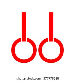 Gymnastic rings icon. Vector. Red icon on white background. Isolated.