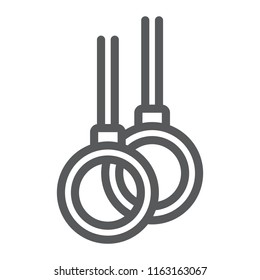 Gymnastic rings line icon, athletics and sport, sport rings sign, vector graphics, a linear pattern on a white background, eps 10.