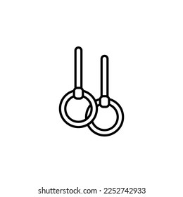 Gymnastic Rings Line Isolated Icon. Vector sign drawn with black thin line. Editable stroke. Perfect for UI, apps, web sites, books, articles