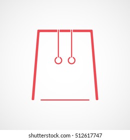 Gymnastic Rings Red Flat Icon On White Background