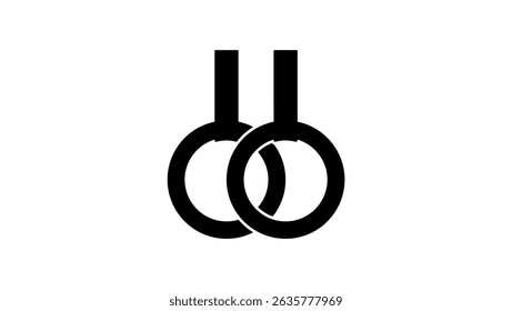Gymnastic Rings symbol, Black Isolated Silhouette